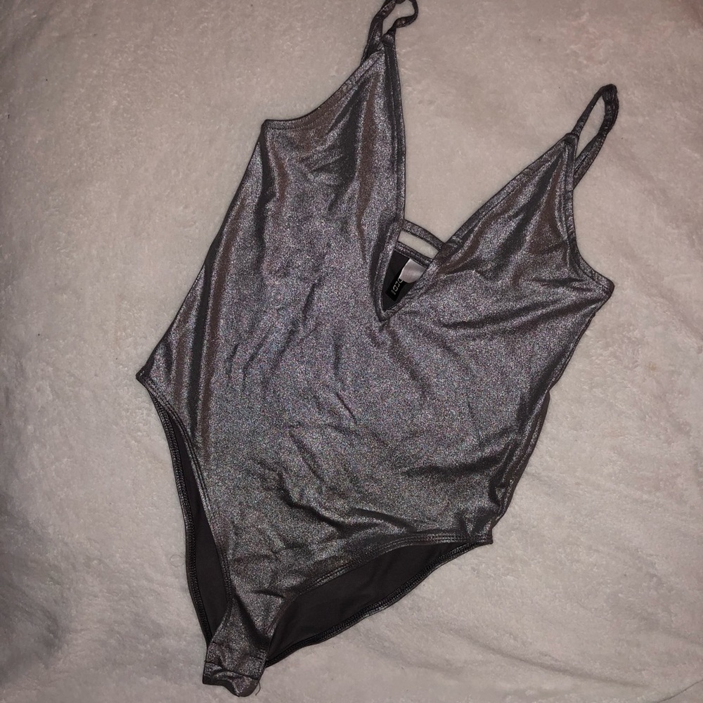 h&m divided silver bodysuit